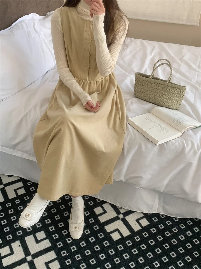 Dark Academia Winter Sundress - Vintage Long