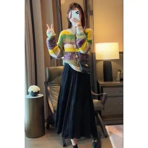 Dark Academia Contrast Striped Sweater - Y2K Chic