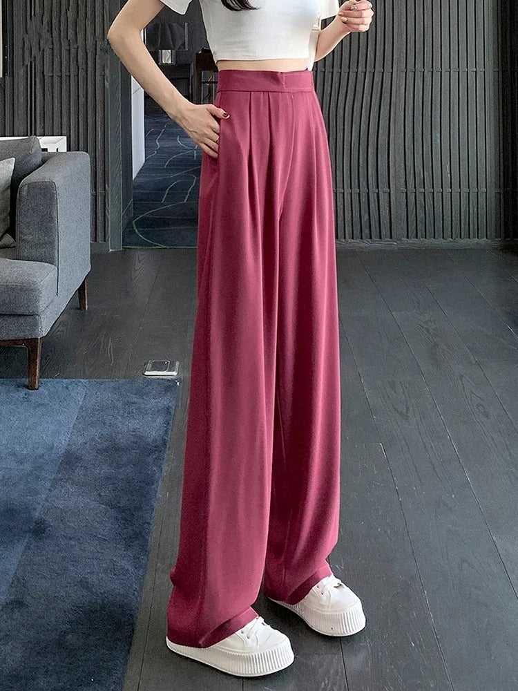 Dark Academia Brown Wide Leg Suit Pants - High Waist Vintage