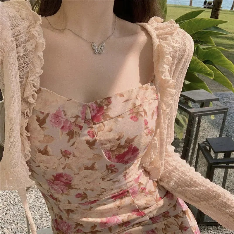 Dark Academia Mesh Ruffles Blouse - Vintage Crop