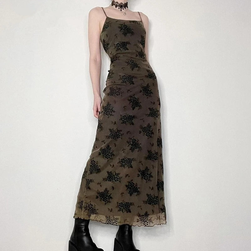 Dark Academia Y2K Mesh Dress - Fairycore Grunge