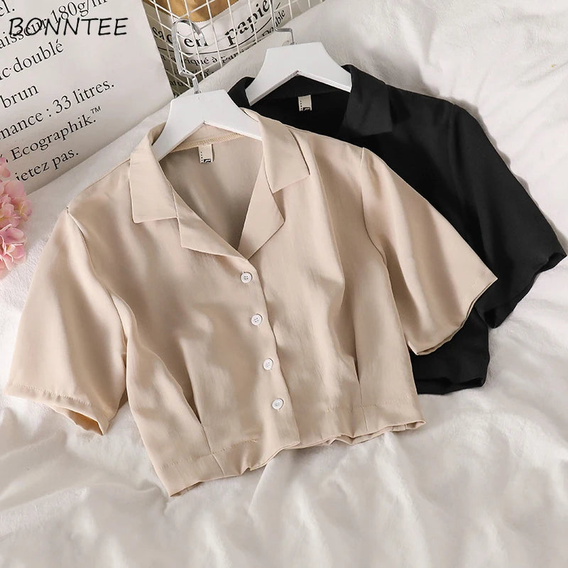 Dark Academia Notched Crop Top - Chiffon Elegant
