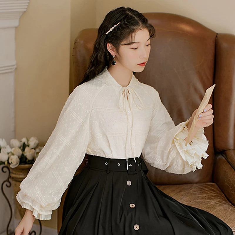 Dark Academia Pleated Maxi Skirt - High Waist with Belt