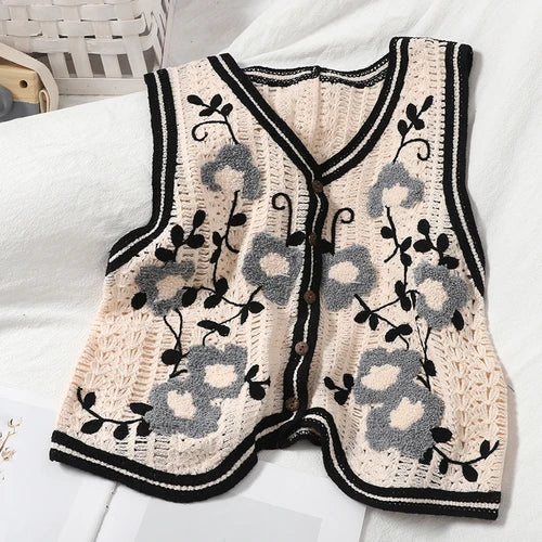 Dark Academia Floral Vest - Single Breasted Chic