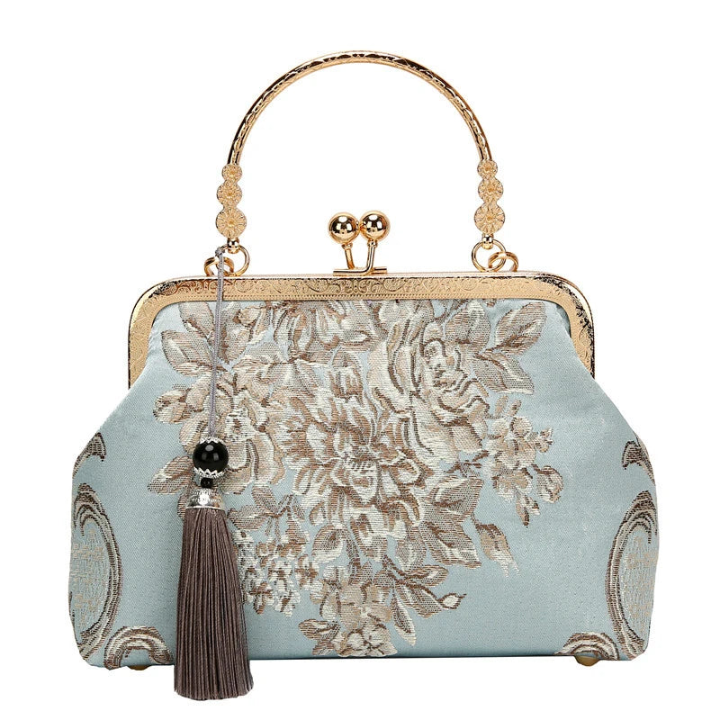Dark Academia Autumn Floral Kiss Lock Chain Bag