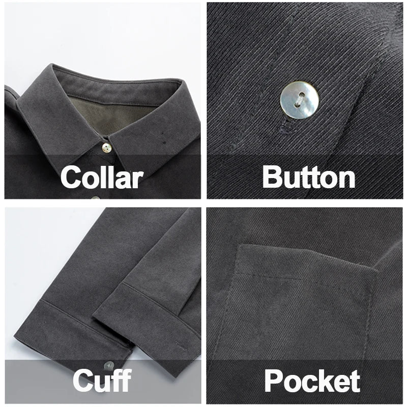 Dark Academia Solid Pocket Shirt - Loose Casual