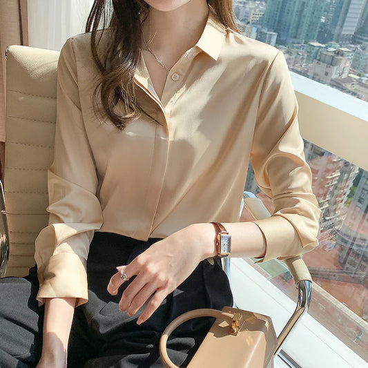 Dark Academia Silk Satin Shirt - Long Sleeve
