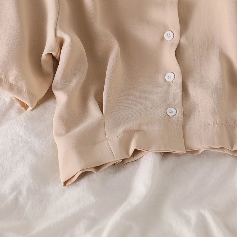 Dark Academia Notched Crop Top - Chiffon Elegant