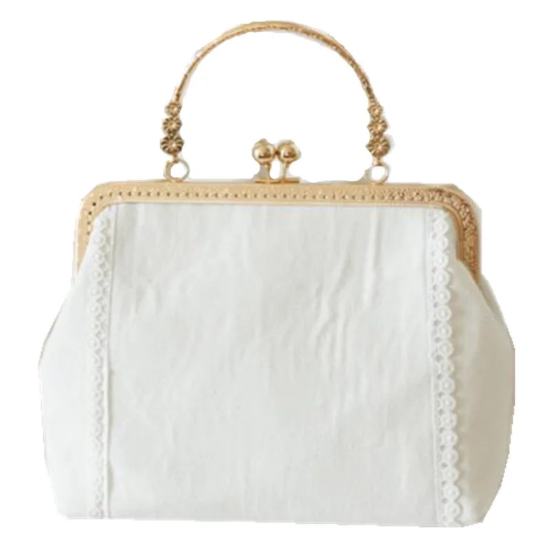 Dark Academia Kiss Lock Bag - Embroidery Clutch