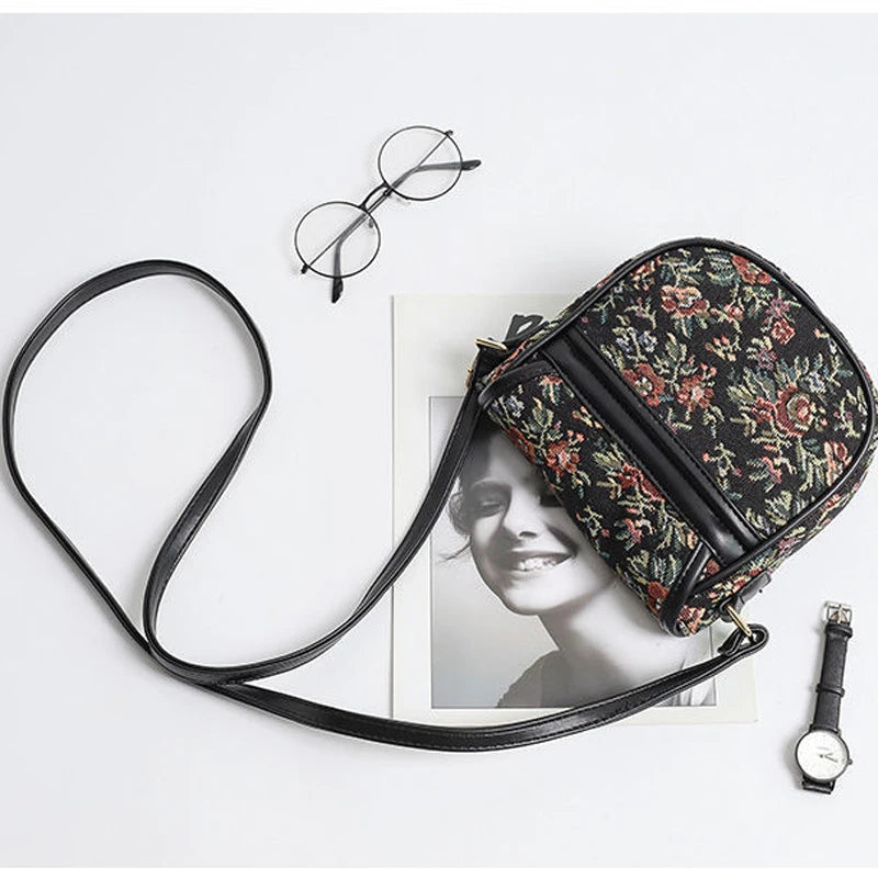 Dark Academia Vintage Floral Designer Crossbody