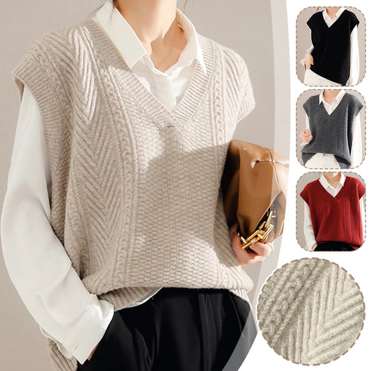 Dark Academia Knitted Waistcoat - V-Neck Elegant
