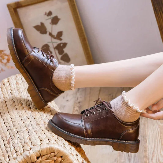Dark Academia Oxford Shoes - Brown Leather Retro