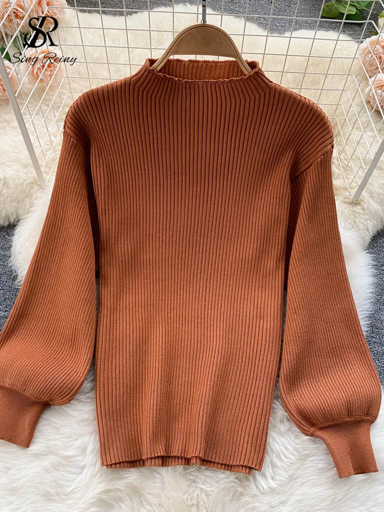Dark Academia Retro Sweater Set - Knit Top Long Skirt