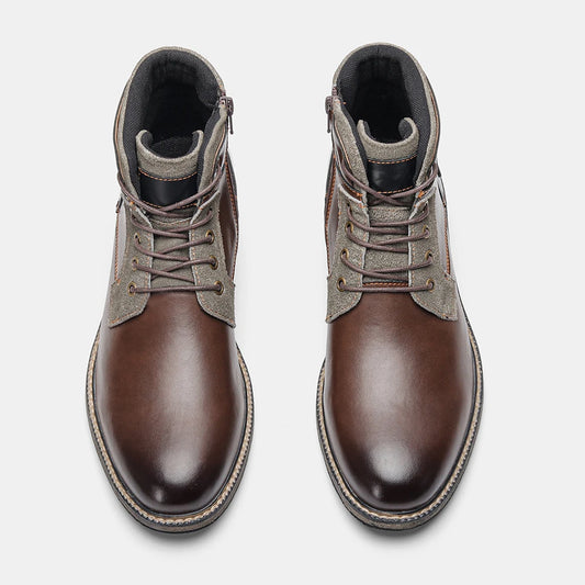 Dark Academia Brown Leather Boots - British Retro