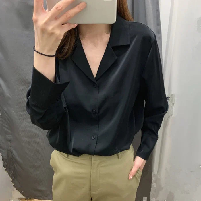 Dark Academia White Office Blouse