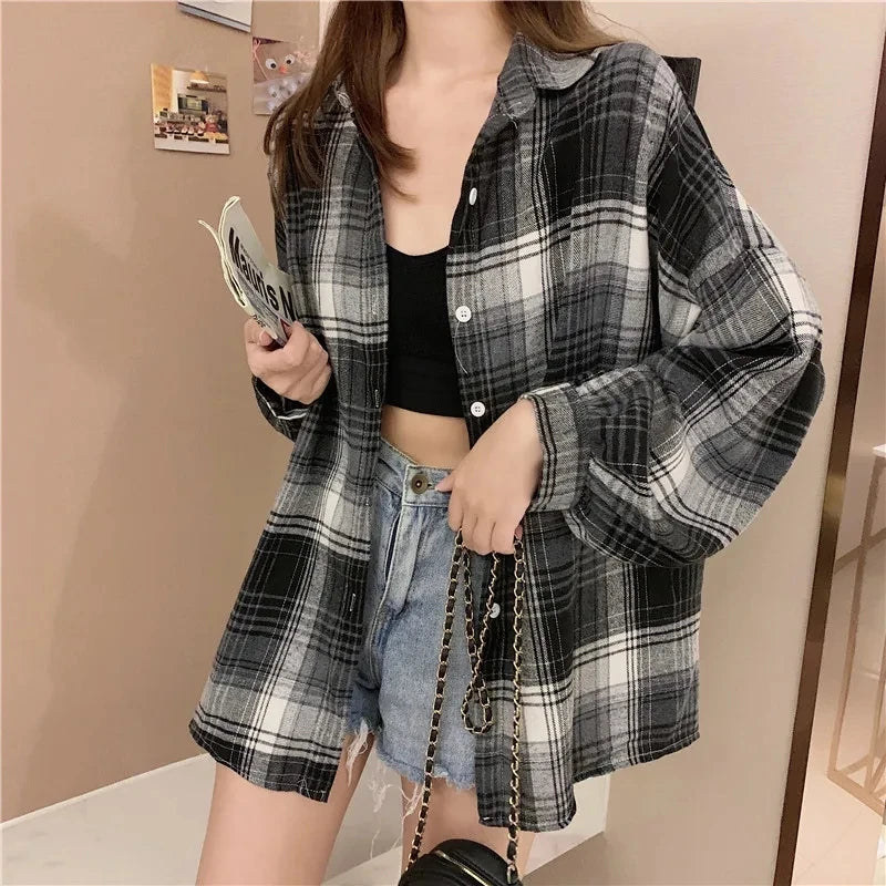 Dark Academia Plaid Shirt - Vintage Preppy