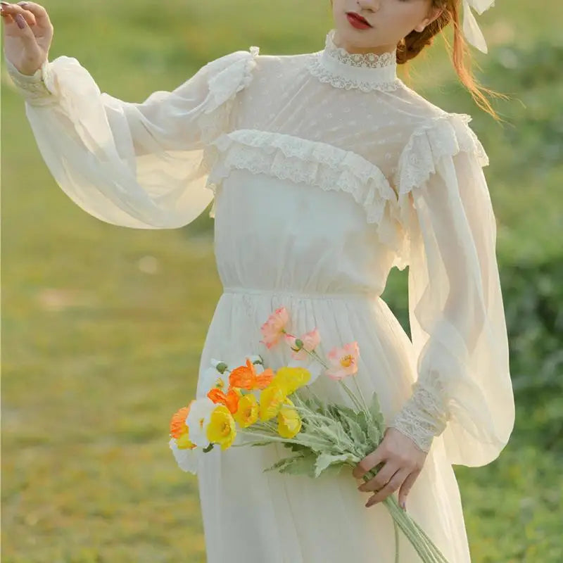 Dark Academia Cottage Gatsby Dress - Lace Fairy