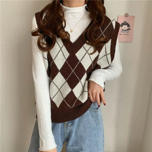 Dark Academia Plaid Vest - Cozy Tender Preppy
