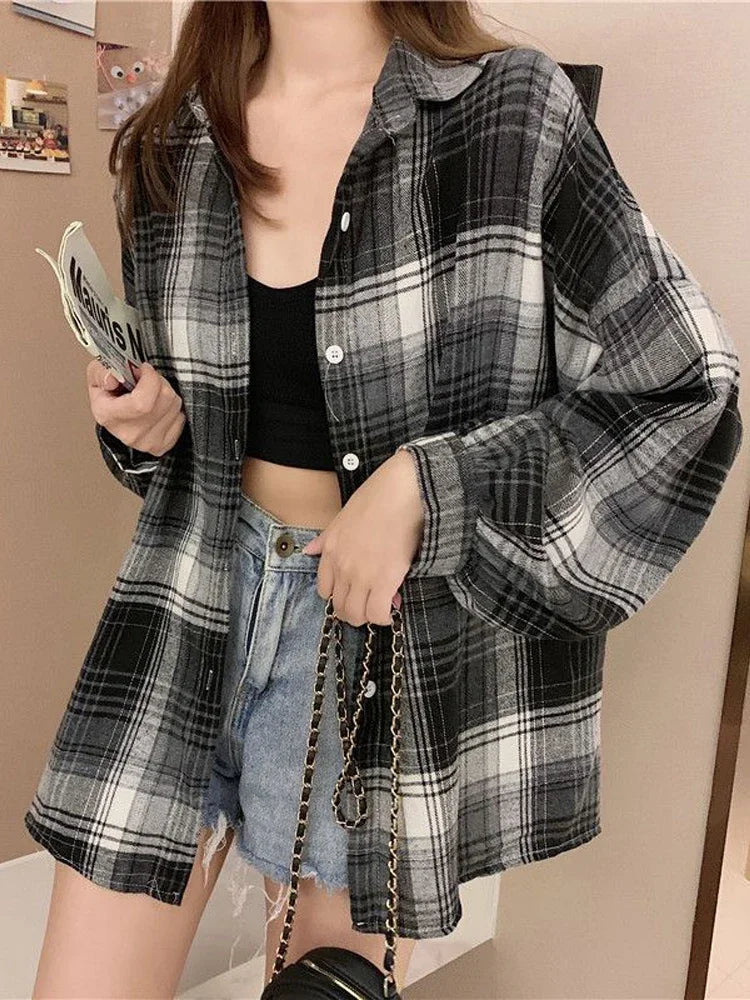 Dark Academia Plaid Shirt - Vintage Preppy