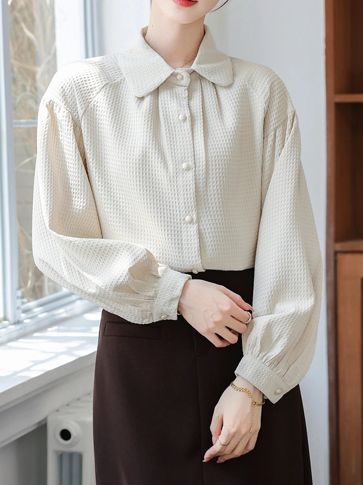 Dark Academia Apricot Work Shirt - Button Down