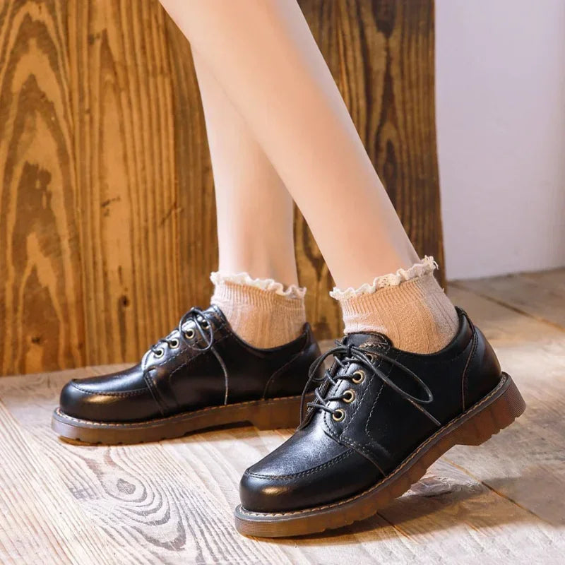 Dark Academia Oxford Shoes - Brown Leather Retro