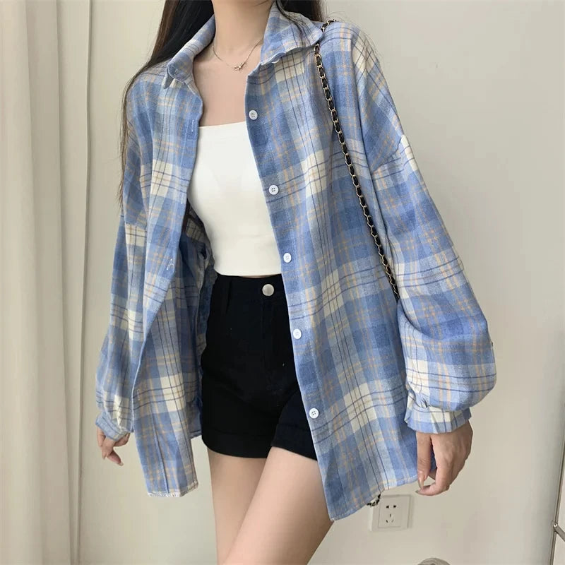 Dark Academia Plaid Shirt - Vintage Preppy