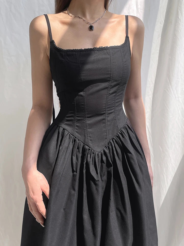 Dark Academia Gothic Corset Dress - Lace Maxi