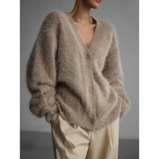 Dark Academia V-Neck Cardigan - Button Oversized