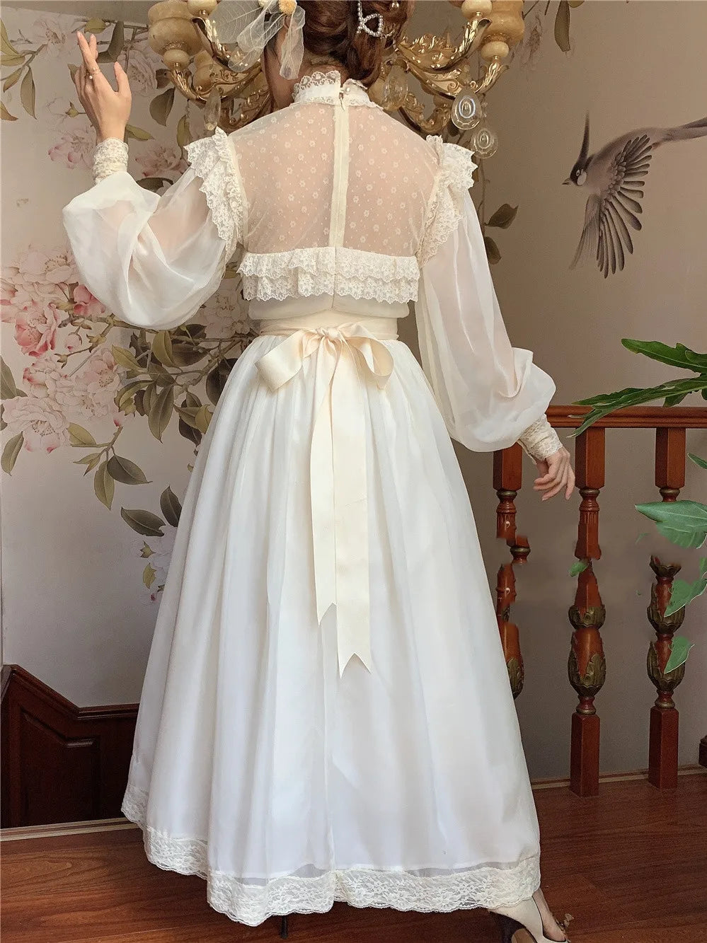 Dark Academia Cottage Gatsby Dress - Lace Fairy