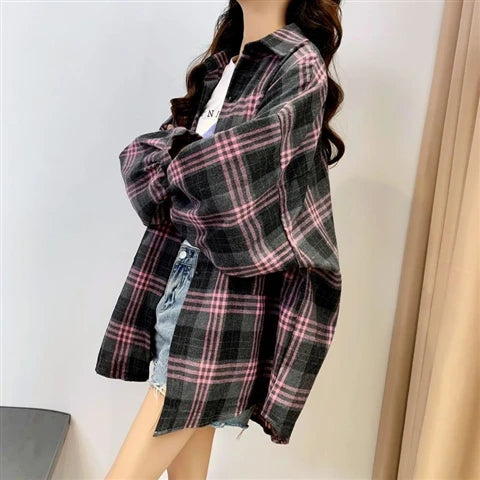 Dark Academia Plaid Shirt - Vintage Preppy