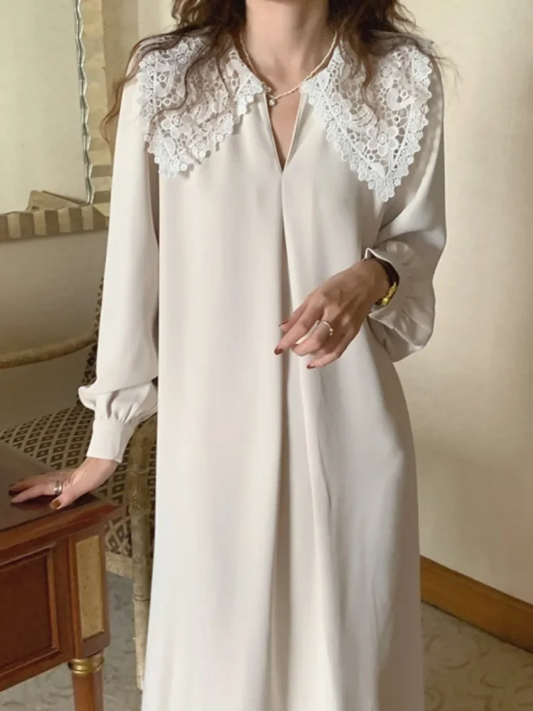 Dark Academia Vintage Lace Dress - A-line