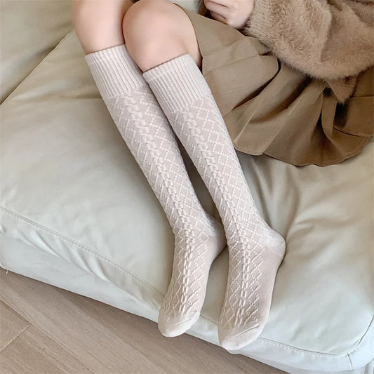 Dark Academia Retro Solid Knee High Stockings