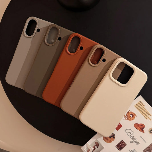 Dark Academia Minimalist iPhone Case - Brown Cream