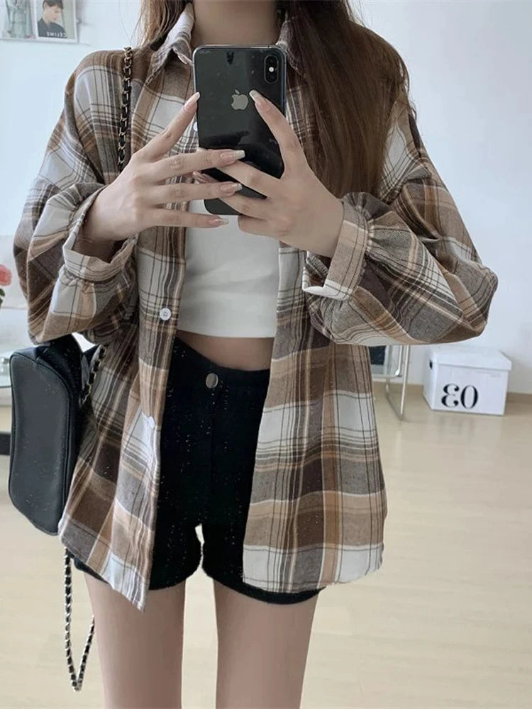 Dark Academia Plaid Shirt - Vintage Preppy