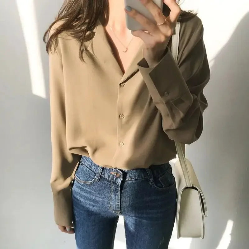Dark Academia White Office Blouse