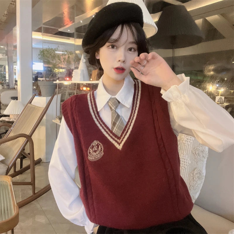 Dark Academia England Preppy Vest - V-Neck School