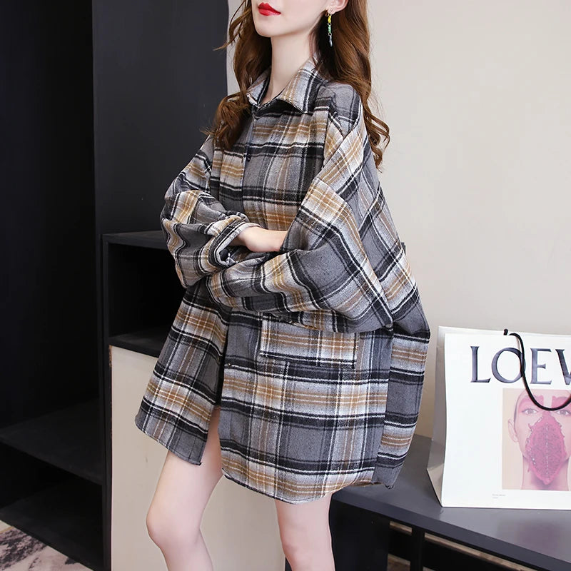 Dark Academia Plaid Shirt - Vintage Preppy