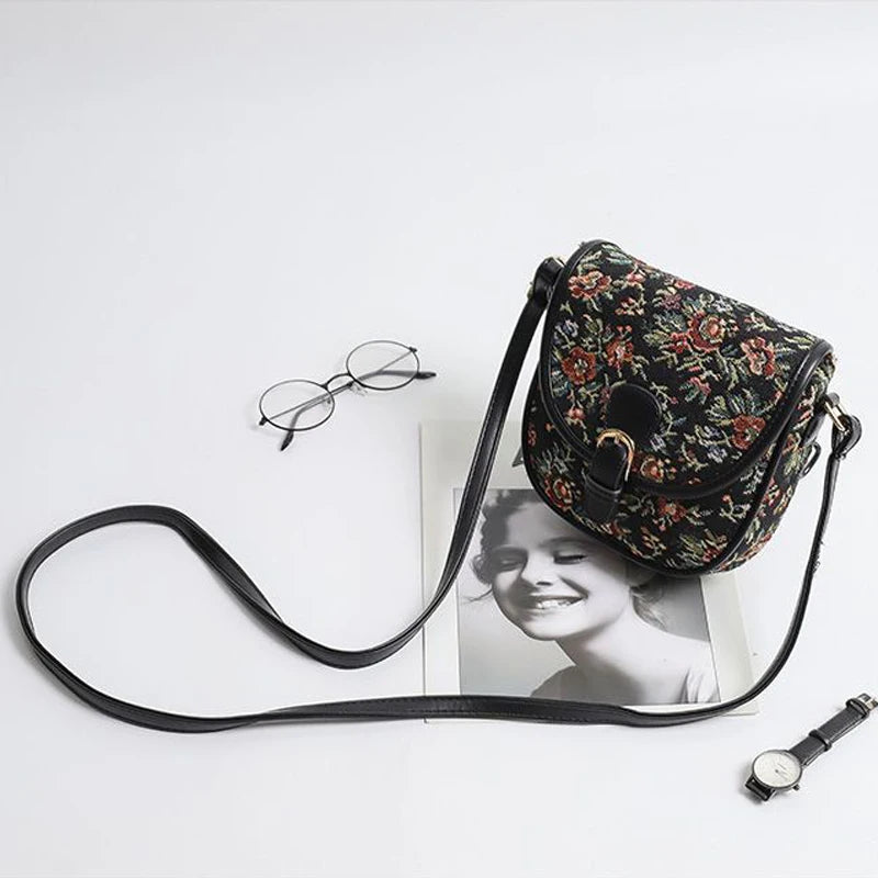 Dark Academia Vintage Floral Designer Crossbody