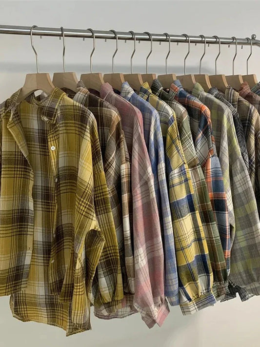 Dark Academia Plaid Shirt - Vintage Preppy