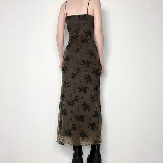 Dark Academia Y2K Mesh Dress - Fairycore Grunge