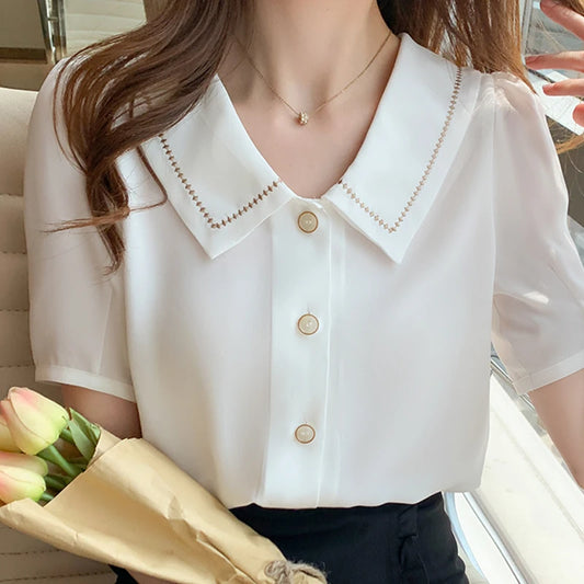 Dark Academia Turn Down Collar Blouse
