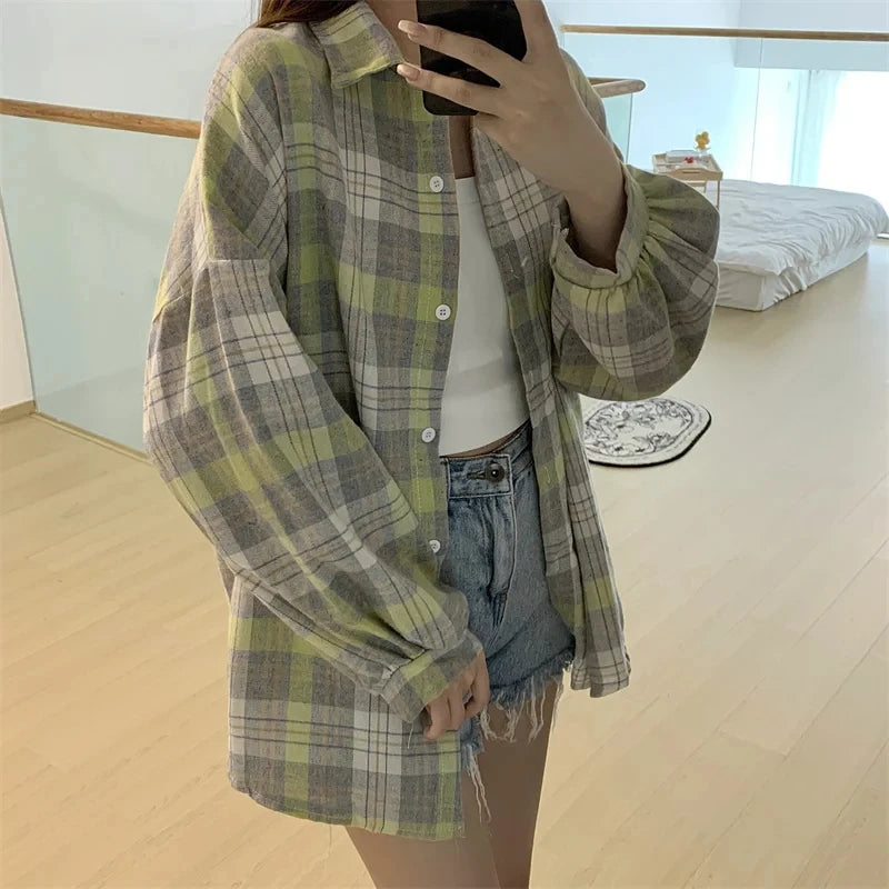 Dark Academia Plaid Shirt - Vintage Preppy