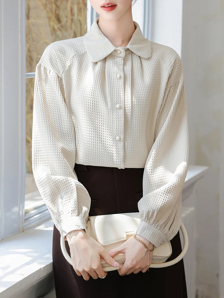 Dark Academia Apricot Work Shirt - Button Down