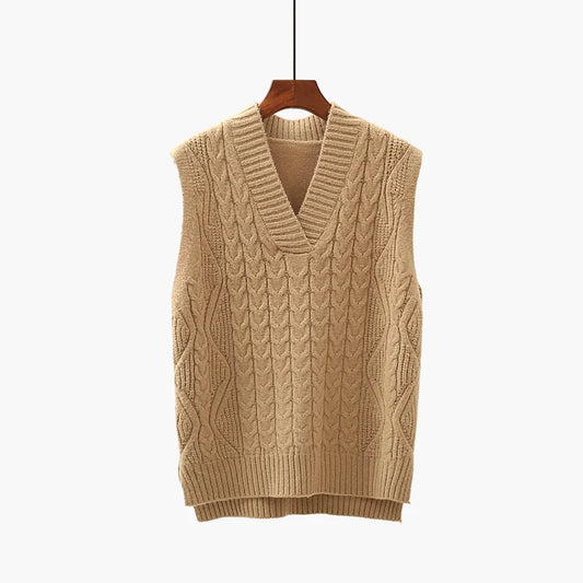 Dark Academia Twist Vest - Wool V-Neck Waistcoat