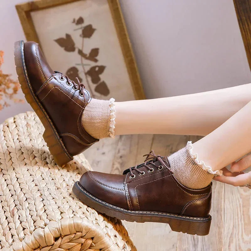 Dark Academia Oxford Shoes - Brown Leather Retro