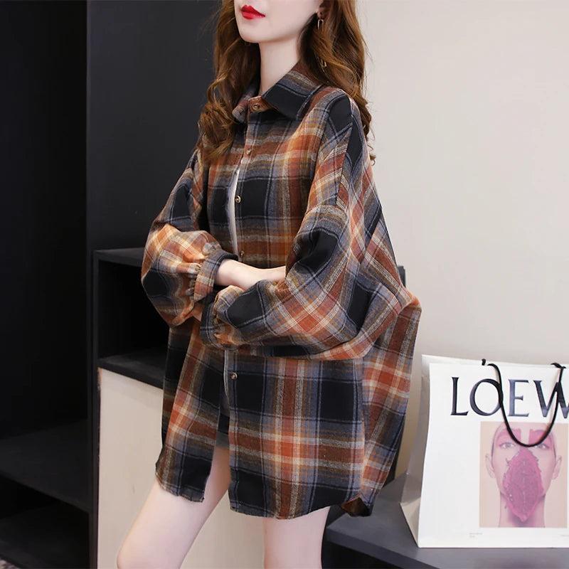 Dark Academia Plaid Shirt - Vintage Preppy