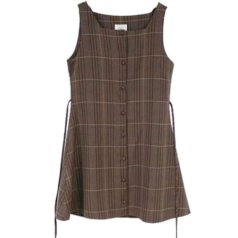 Dark Academia Preppy Plaid Shirt Dress - A-Line Spring