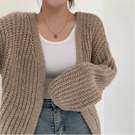 Dark Academia Y2K Cardigan - Lantern Sleeve
