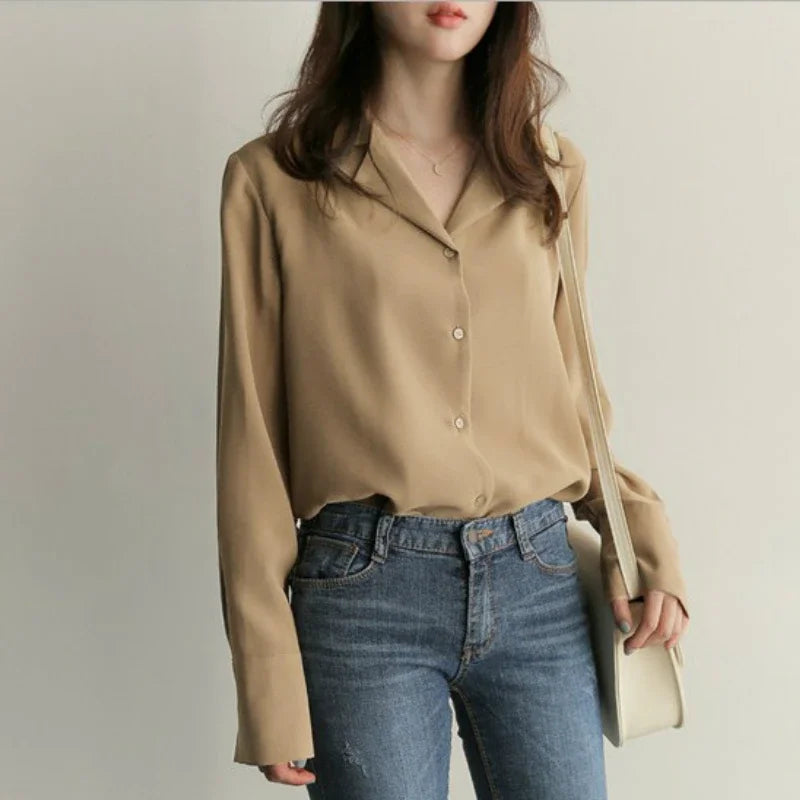 Dark Academia White Office Blouse