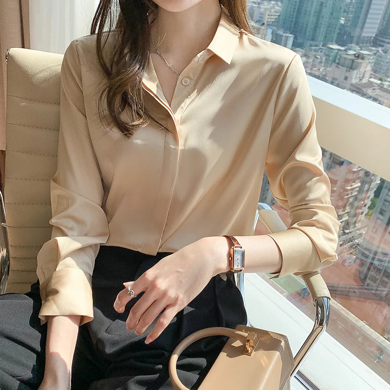 Dark Academia Silk Satin Shirt - Long Sleeve